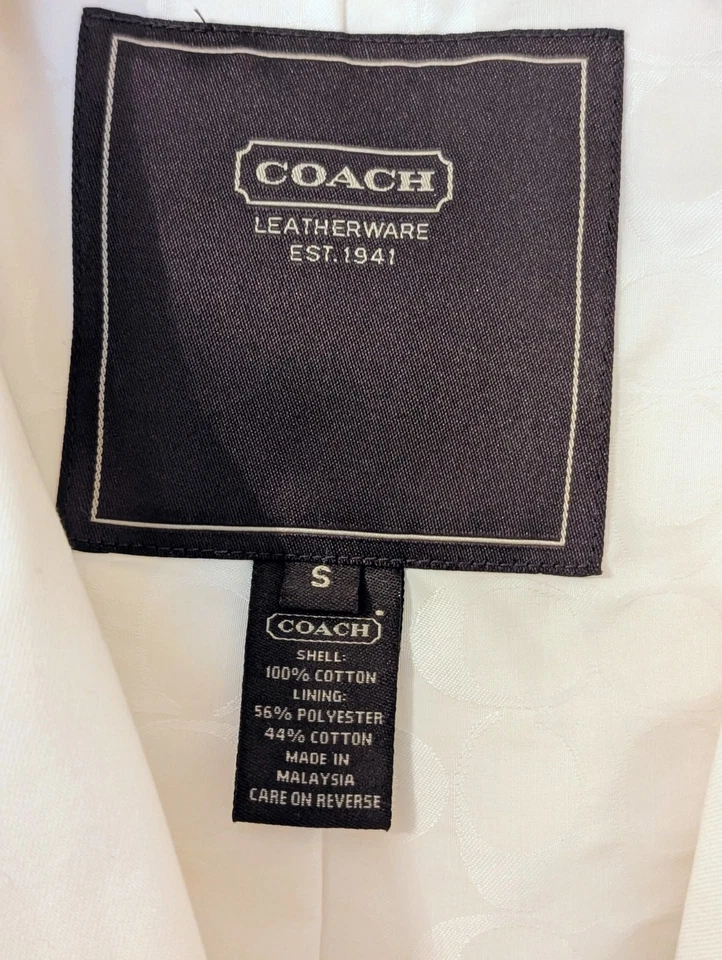 COACH GABARDINA MUJER DOBLE BOTONADURA Chaqueta Ligera Marfil Talla S Foto 3 de 4