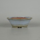 Tokoname Bonsai Pot by Ikko 9.2cm Round Glazed Pot White Beige Gradient Japan