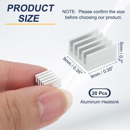 20 Pcs Heatsink 9x9x5mm Aluminum Heat Sink with Thermal Blue Sticker White - Afbeelding 2 van 6