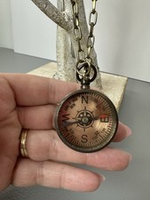 Antique Brass Nautical vintage Compas Pocket Compass Gift Necklace