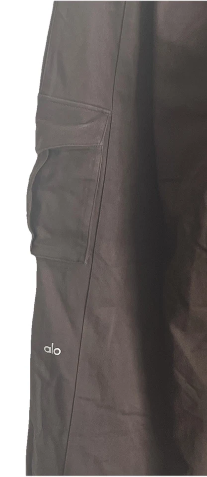 ALO Women's Logo Show Off Cargo Wide Leg Baggy Trouser Pants Brown Espresso Sz M - Image 2 of 4