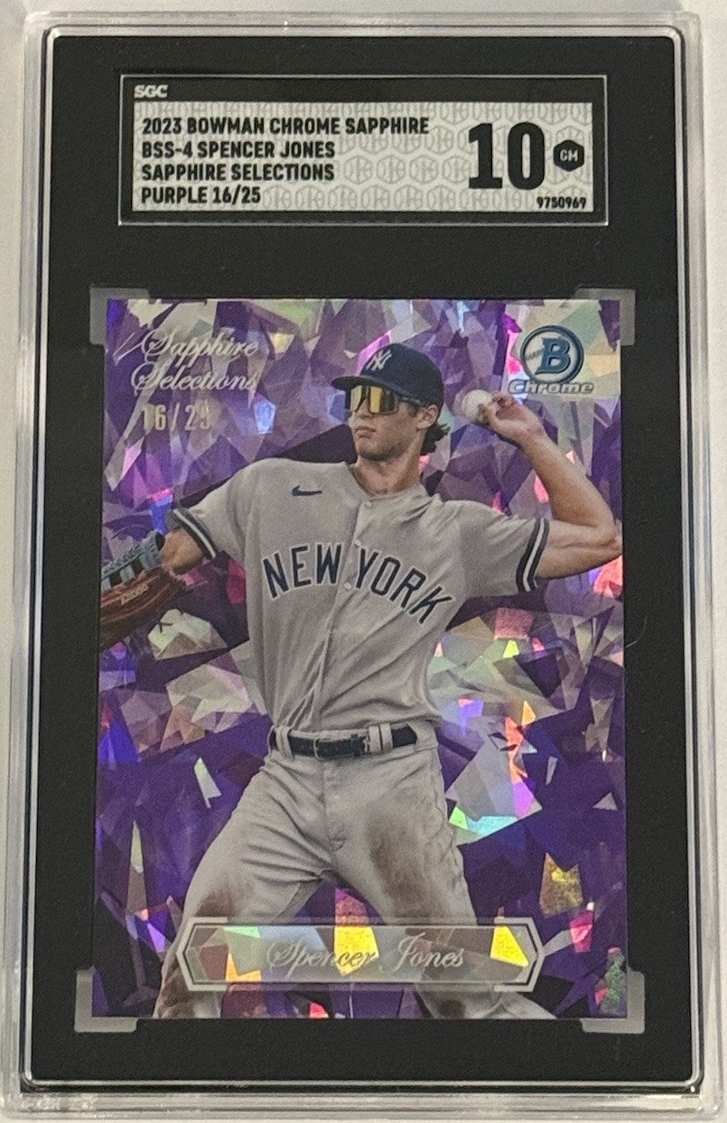 2023 Bowman Chrome Sapphire Selections Spencer Jones Purple /25 SGC 10 GM