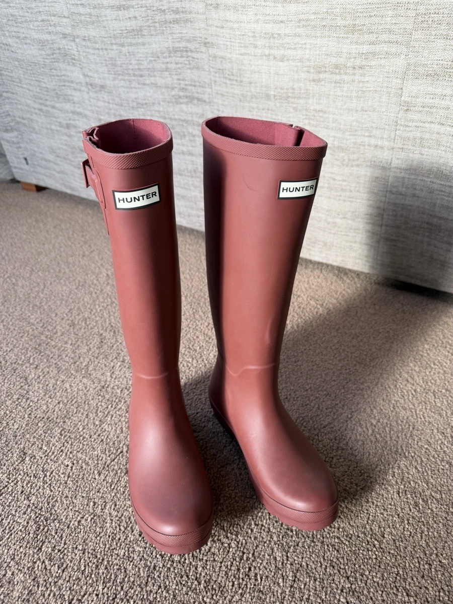 Bottes Hunter Wellies Rouge Mat – Hauteur Genou, Taille UK 6, Femme, Caoutchouc