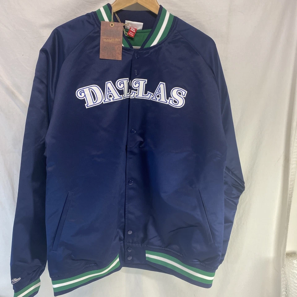 Nueva Chaqueta a Presión Dallas Mavericks Para Hombres Tallas Mitchell & Ness Light Satin 2XL Nueva Foto 2 de 4