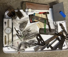 Machinist Lot 1 Helios Caliper Huot Starrett Bits, Taps, Square, Dial Indicator