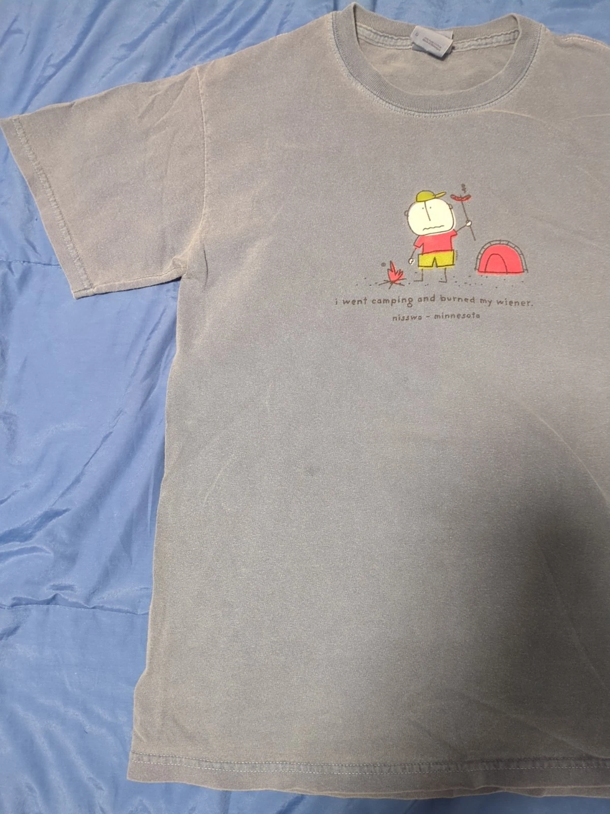 Derogatory/vulgar camping shirt - dark blue/aqua