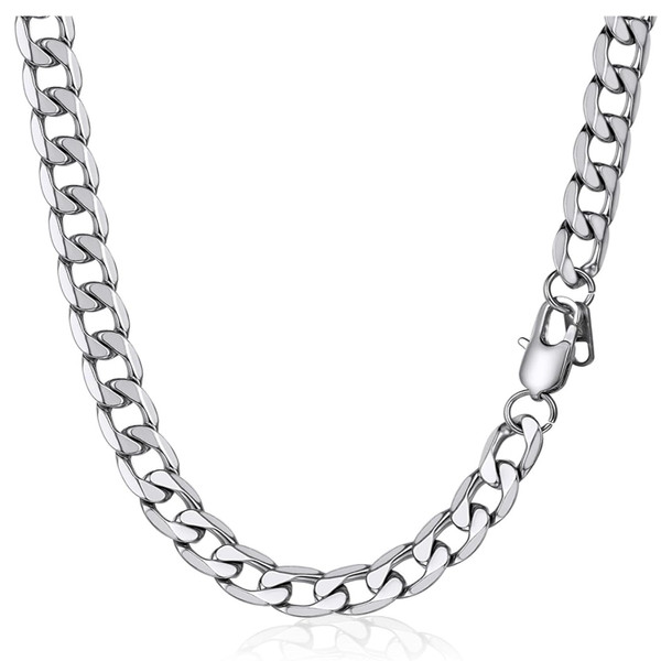 Herren Halskette Panzerkette Edelstahl 4 6 9 13Mm Kubanische Kette Silber Gold-image
