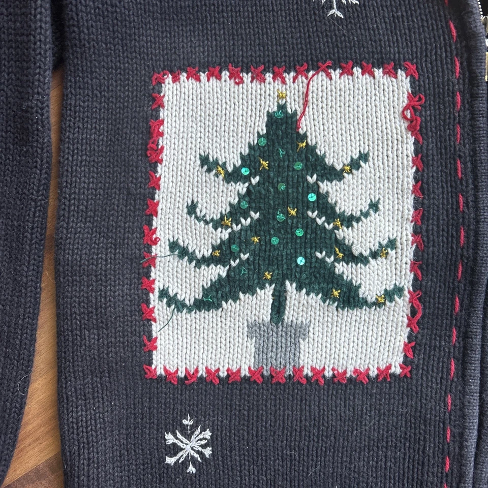 Suéter Crazy Horse Patchwork Navidad Cremallera Talla Grande Foto 2 de 4