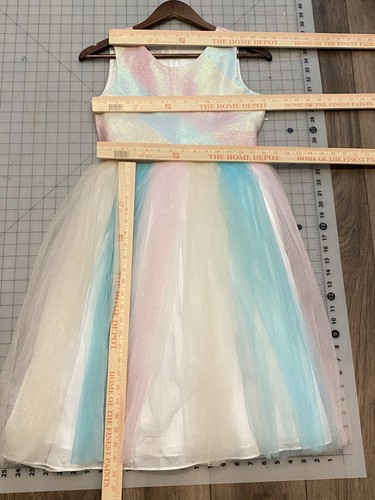 Bonnie Jean Girls Sz 14 pink Ombré Bodice Flowing Multi Colored Tulle Dress Long - Picture 8 of 11