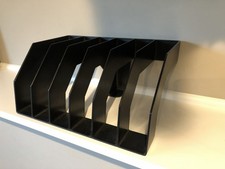Black Plastic Multi-Slot Letter & Desktop Organizer Tray