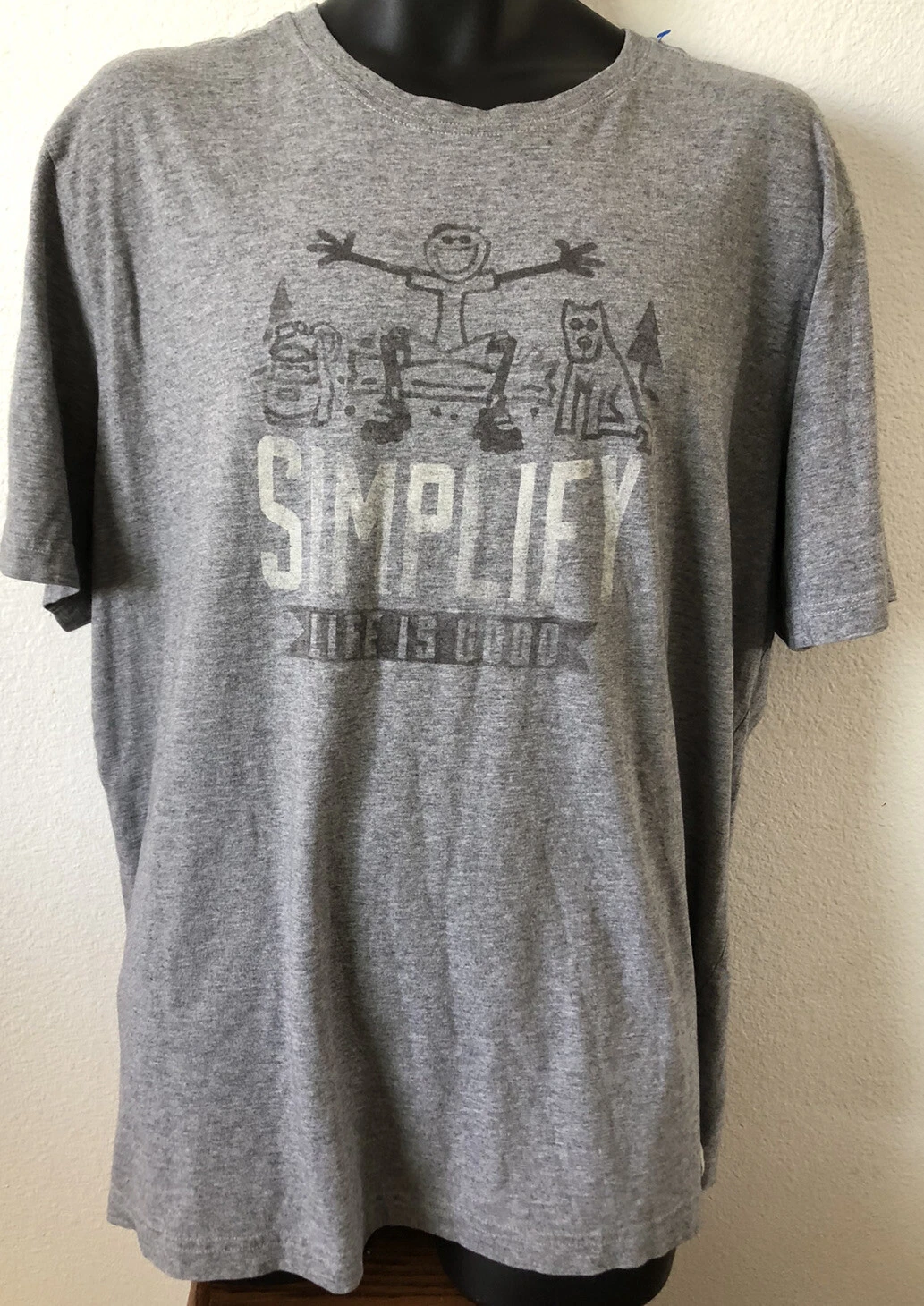 VTG. Life Is Good SIMPLIFY Open Arms BEER Vacation Camping T-shirt RARE Mens XXL
