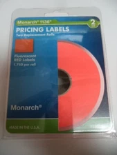 2 ROLLS LINE Monarch Model 1136 Pricemarker 1750 Labels FLUORESCENT RED  925085 