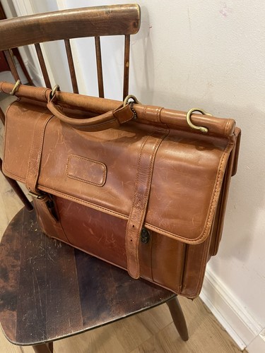 Vintage Genuine Leather Messenger Laptop Briefcase Satchel Bag Brown Wilsons - Picture 13 of 19