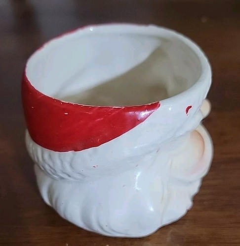Vtg Santa Face Mug Winking Santa Green Rhinestone Eye Handled Cup Made in Japan - Picture 5 of 9