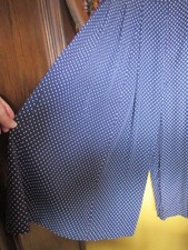 Vtg XL - 1X Navy Blue Polka Dot Gaucho / Culottes High Waist Wide Leg Pull on