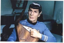 LOT 2: 8 x 10 color photo from Star Trek of SPOCK & VULCAN HARP - Leonard Nimoy