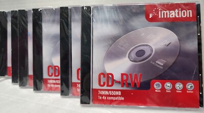 CD-RW Imation 650MB 1x-4x LOT OF 7 Individually Packaged NEW 74 MIN