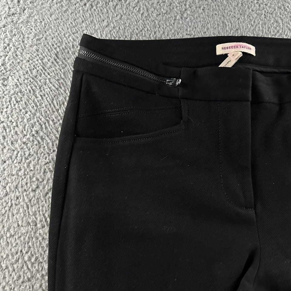 Rebecca Taylor Womens Pants Black Size 6 Mid Rise Skinny Zip Waist Viscose Blend - Image 3 of 4