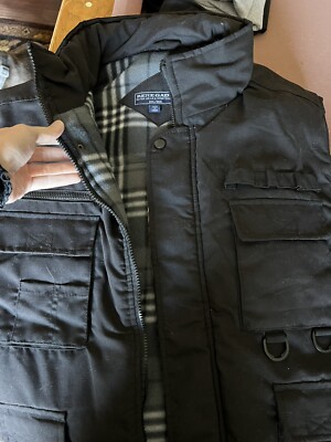 Renegade Mens Hunting Vest Black Flap Pockets Full Zipper Mock Neck Lined 2XL