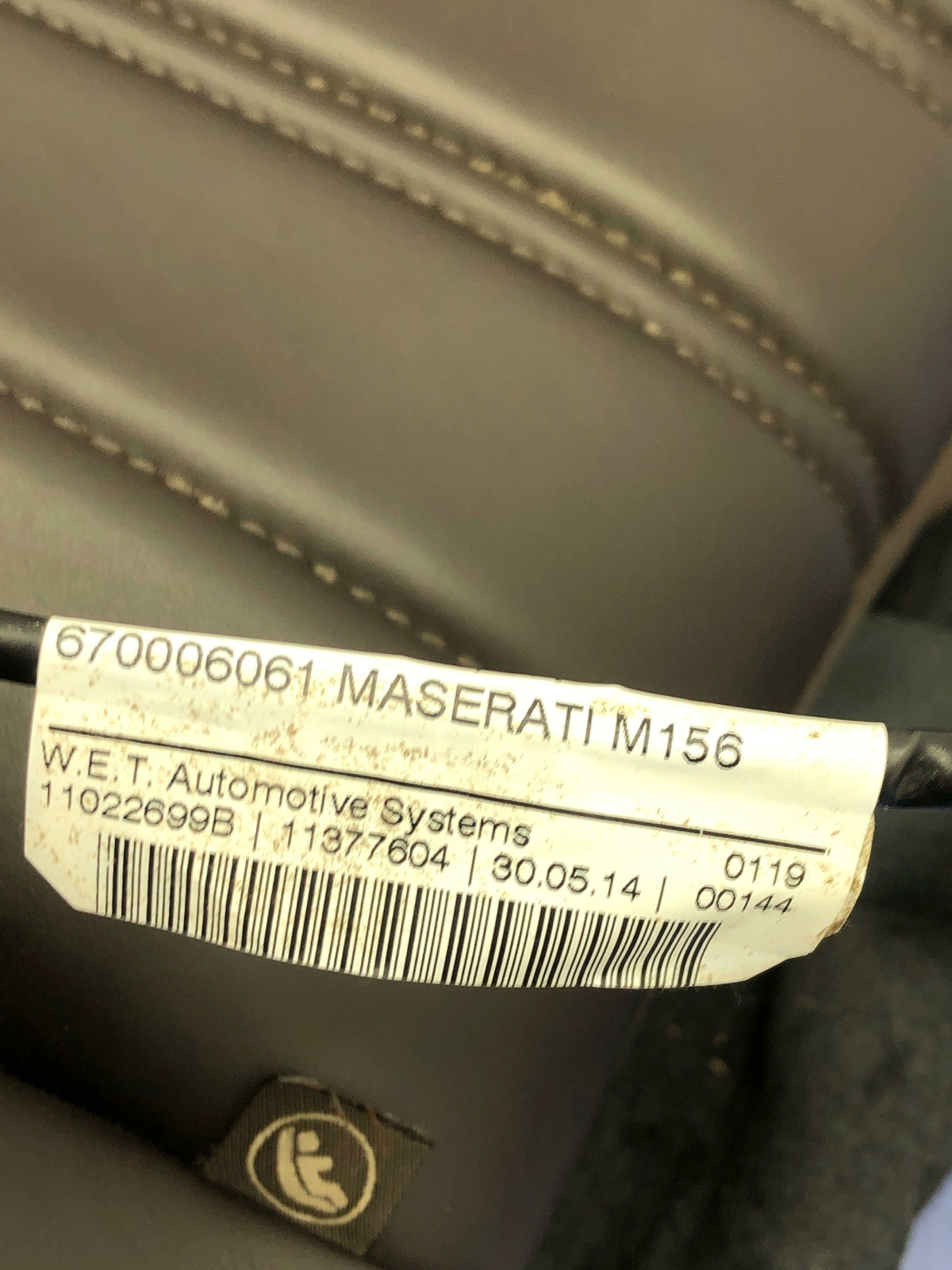 2013-2017 MASERATI QUATTROPORTE M156 REAR LEFT UPPER SEAT W/ HEADREST 60 SPLIT