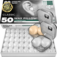 50-Pack PQ Silicone Wax Earplugs Noise Cancelling Sleep&Swim Sound Blocking 32dB