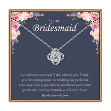Christmas Gifts for Women Mom, 14K White Gold Plated Dainty Love Knot Necklac...