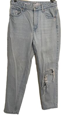 Bershka Jeans Women Mom Distressed Holes Denim 90s Style Grunge Designer 28''X27''