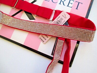 VICTORIA'S SECRET VERY SEXY Red Garter Belt Rhinestone Shine Strap XS/S ...