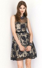 Eliza J Polka Dot Mesh Print Fit & Flare Dress Sz 6 $244 *94