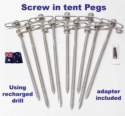 Steel screw in tent pegs (no plastic heads) 200 mm for guy ropes