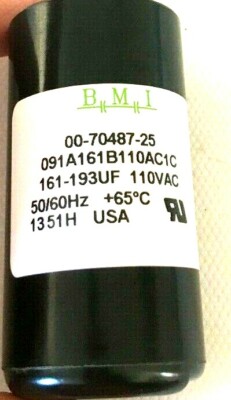 Hobart Capacitor BMI 091A161B110AC1C 110VAC 50/60Hz 00-70487-25 New