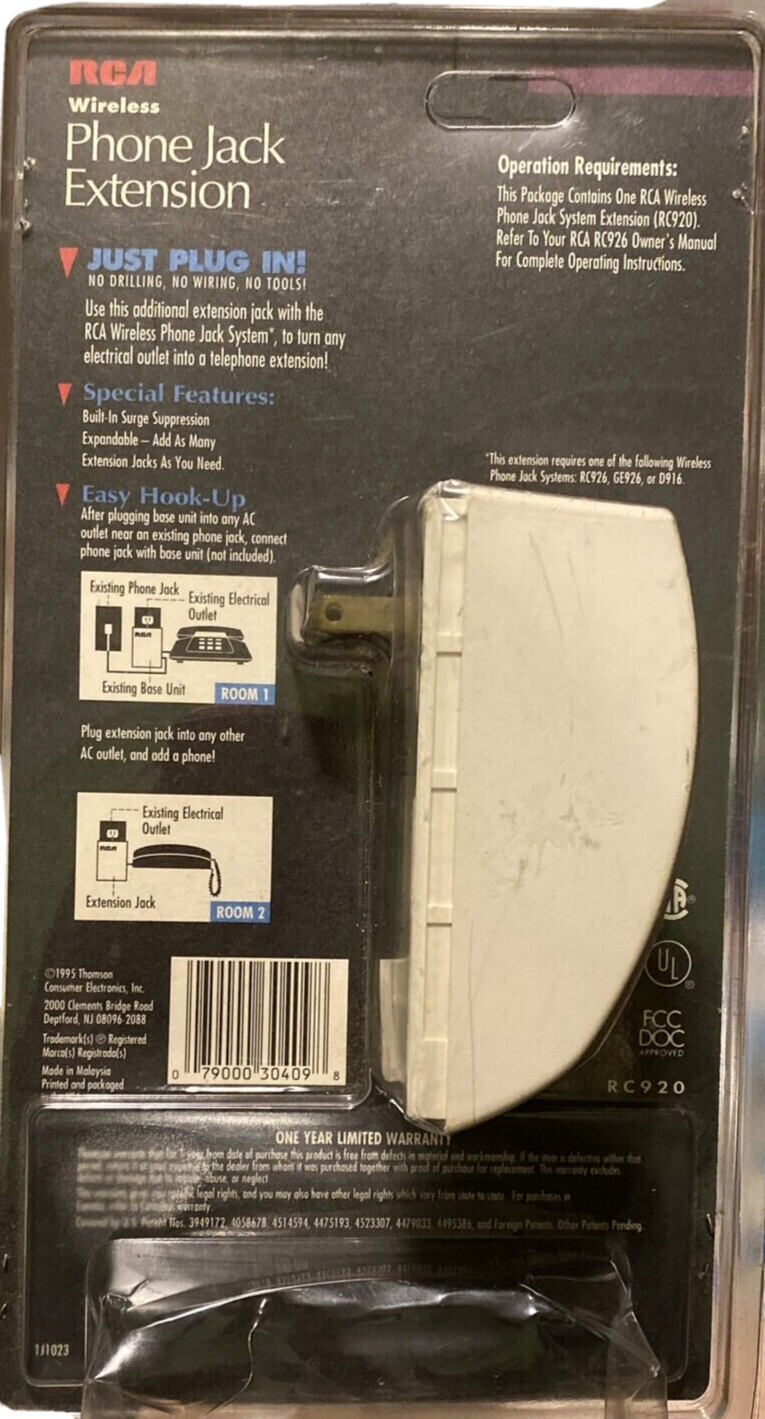 RCA RC920 Wireless Phone Jack Extension Vintage Nos eBay