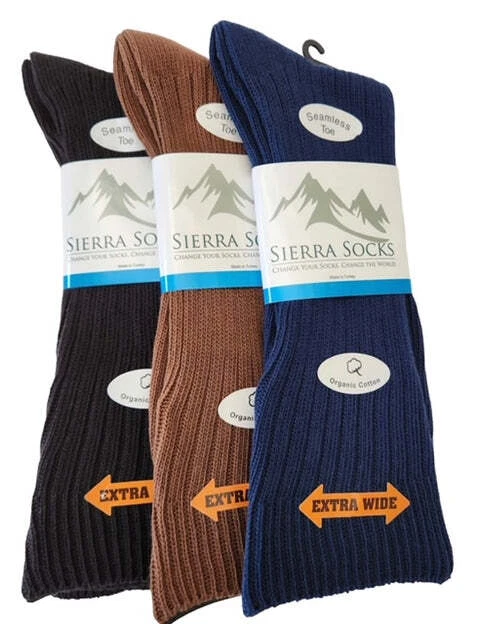 Sierra Socks Men's Combed Cotton Socks with Reinforced Toe, Dressy or Casual