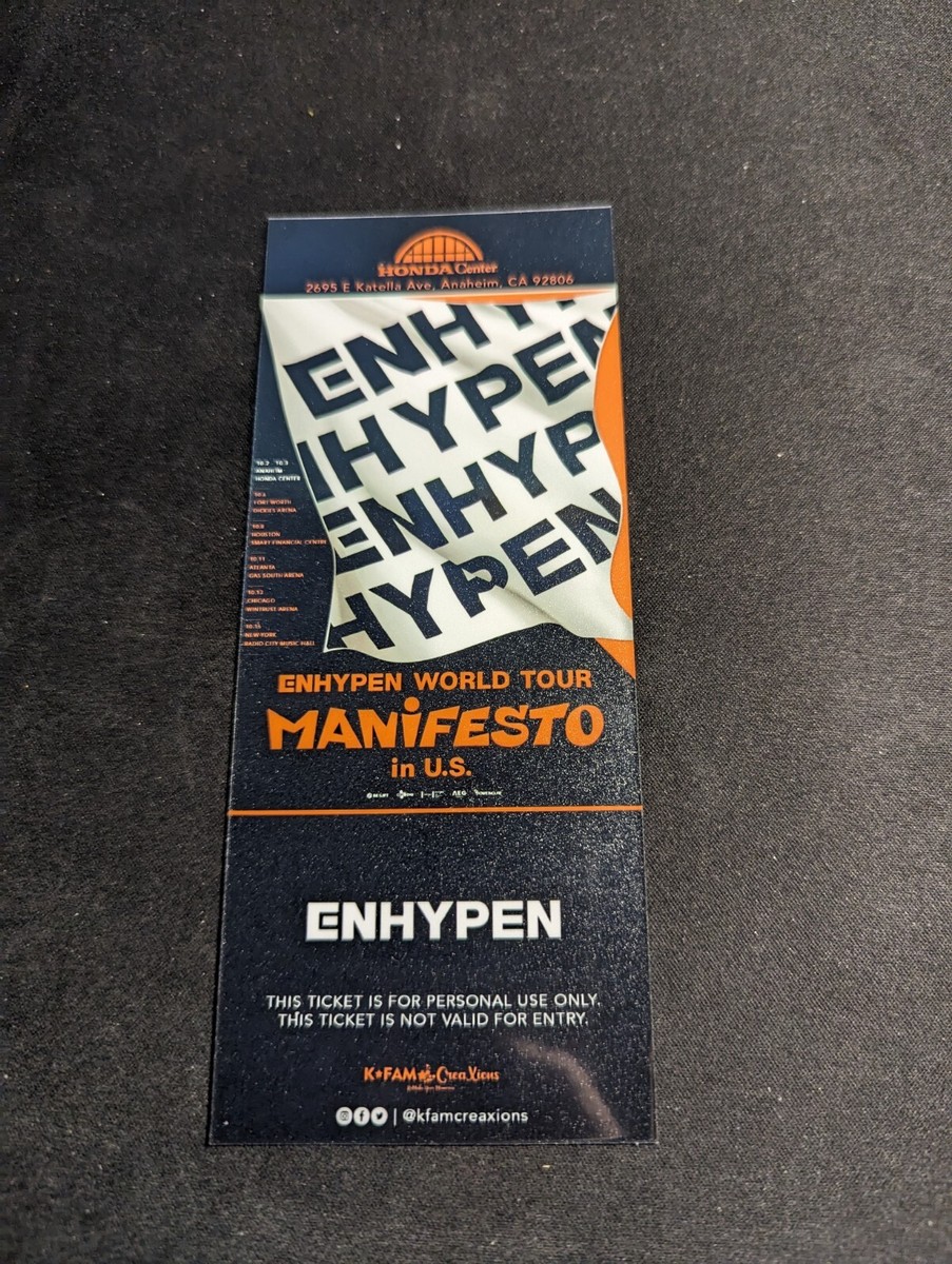 ENHYPEN WORLD TOUR 'MANIFESTO Custom K-Pop Concert Tickets