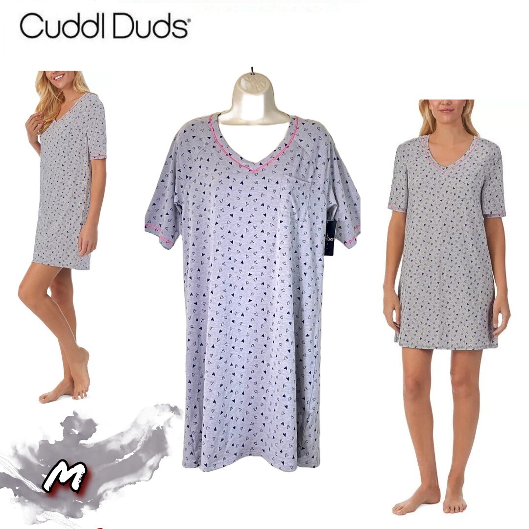 NWT Cuddl Duds M ElbowLength Moisture Wicking Sleep TShirt Grey