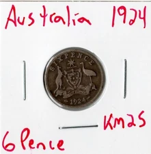 Coin Australia 6 Pence 1924 KM25, silver