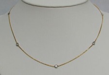 14K GOLD  .25ct DIAMOND BY THE INCH 17" NECKLACE