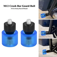 Engine Crash Bar Guard M12 Blue Bars Screw End Bolt Cap Fit For Harley Touring