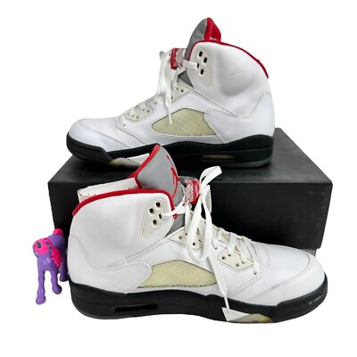 Nike Air Jordan 5 ホワイト/レッド/ブラック Air Jordan 5 Retro White Fire Red Black 2012 Men's Size 10