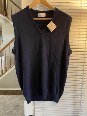 Vintage Christian Dior Monsieur Men's Sweater Vest V-Neck Navy