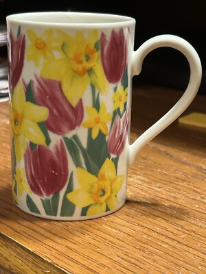 Dunoon Stoneware Mug Tulips And Daffodils Primavera By Helen Sandiford
