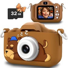 32GB 1080P Slothcloud Cartoon Kids Selfie Camera DogBrown Kids