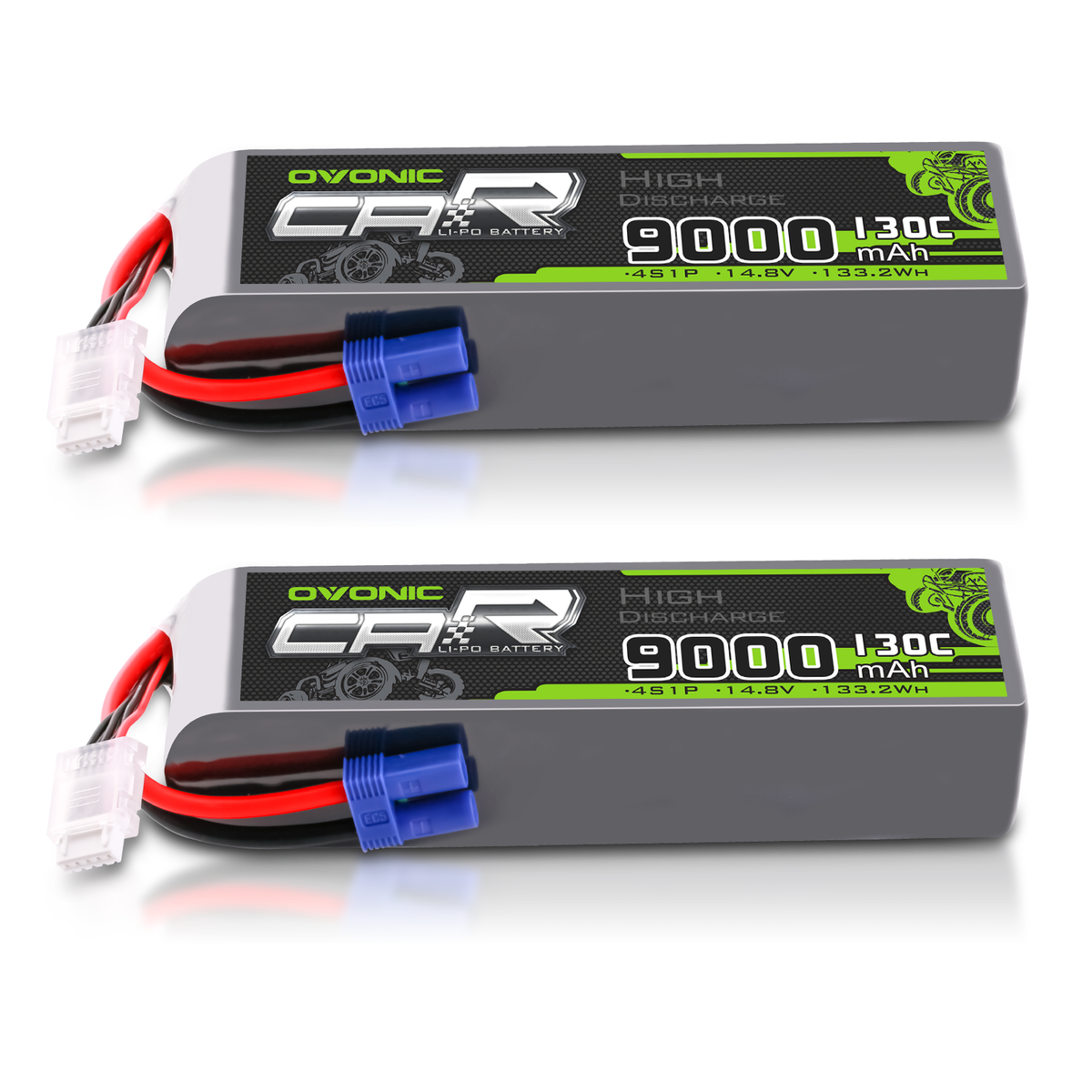 2x Ovonic 14.8V 130C 4S 9000mAh Lipo Battery EC5 for RC Car Airplane Jet Heli