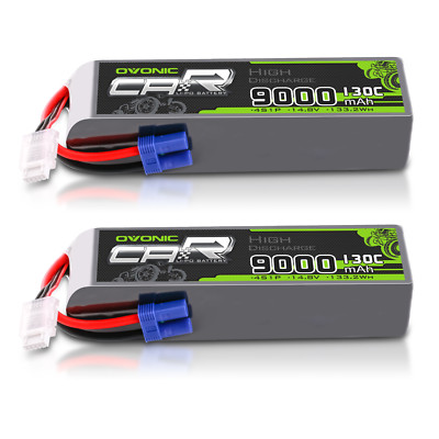 2x Ovonic 14.8V 130C 4S 9000mAh Lipo Battery EC5 for RC Car Airplane Jet Heli