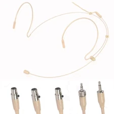New Beige Double-Earhook Headset Mic Headworn Microphone For Wireless System