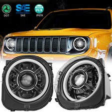 9 Inch Front LED Headlights Replacement Sealed Beam For 2015-2018 Jeep Renegade