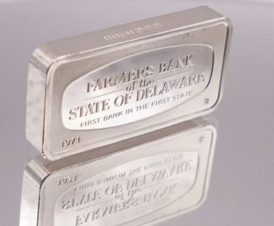 Farmers Bank Delaware First State 1971 Franklin Mint 2oz 925