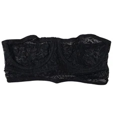 Else Acacia Underwire Strapless Lace Longline Bra Women 30C Black $110