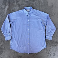 Paul Fredrick Dress Shirt Mens Size 17-35 Blue Two Ply 100 Cotton Pinpoint