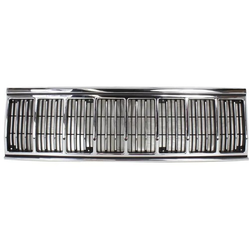 Front Grille Chrome+ Headlight Door Bezel Left & Right For 1991-96 Jeep Cherokee - Picture 6 of 13
